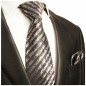 Preview: Krawatte braun gestreift mit Einstecktuch