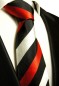 Preview: Extra lange Krawatte 165cm - Krawatte Überlänge - schwarz rot silber gestreift