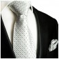 Preview: Extra lange Krawatte 165cm - Krawatte Überlänge - weiß silber gestreift