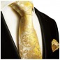 Preview: Extra lange Krawatte 165cm - Krawatte Überlänge - gelb paisley