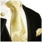 Preview: Extra lange Krawatte 165cm - Krawatte champagner paisley