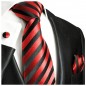 Preview: Extra lange Krawatte 165cm - Krawatte rot schwarz gestreift