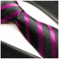 Preview: Krawatte pink schwarz gestreift Seide