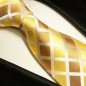 Preview: Extra lange Krawatte 165cm - Krawatte Überlänge - gold braun kariert
