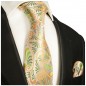 Preview: Krawatte orange grün mit Einstecktuch