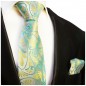Preview: Krawatte grün gelb mit Einstecktuch