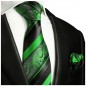 Preview: Extra lange Krawatte 165cm - grün barock gestreift