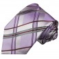 Preview: Extra lange Krawatte 165cm - Krawatte Überlänge - silber lila Schottenmuster