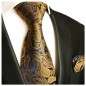 Preview: Krawatte braun paisley mit Einstecktuch
