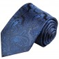 Preview: Extra lange Krawatte 165cm - Krawatte blau paisley