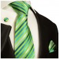 Preview: Extra lange Krawatte 165cm - Krawatte grün gestreift