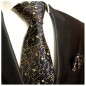 Preview: Extra lange Krawatte 165cm - Krawatte Überlänge - blau schwarz gold floral