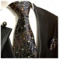 Preview: Extra lange Krawatte 165cm - Krawatte Überlänge - blau schwarz gold floral