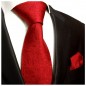 Preview: Krawatte rot uni paisley Seide mit Einstecktuch