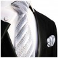Preview: Krawatte hellblau gestreift mit Einstecktuch und Manschettenknöpfen 602