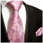 Preview: Krawatte pink blau paisley Seide mit Einstecktuch