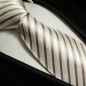 Preview: Extra lange Krawatte 165cm - Krawatte Überlänge - cappuccino braun gestreift