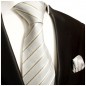 Preview: Krawatte hellblau gold gestreift mit Einstecktuch 720