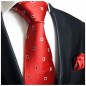 Preview: Krawatte rot kariert Seide mit Einstecktuch