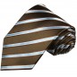 Preview: Extra lange Krawatte 165cm - Krawatte braun blau gestreift