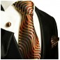 Preview: Extra lange Krawatte 165cm - Krawatte Überlänge - braun gestreift