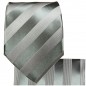 Preview: Silber graue Krawatte gestreift Seide mit Einstecktuch