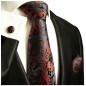 Preview: Krawatte schwarz rot blau paisley Seide mit Einstecktuch und Manschettenknöpfe