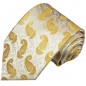 Preview: Extra lange Krawatte 165cm - Krawatte Überlänge - ivory gold paisley