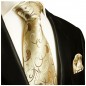 Preview: Extra lange Krawatte 165cm - Krawatte braun gold paisley