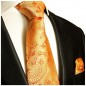 Preview: Krawatte orange paisley mit Einstecktuch