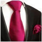 Preview: Krawatte pink beere uni satin mit Einstecktuch