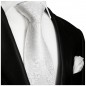 Preview: Krawatte weiß uni barock Seide mit Einstecktuch