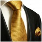 Preview: Krawatte gold braun mit Einstecktuch