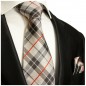 Preview: Extra lange Krawatte 165cm - Krawatte Überlänge - rot beige Schottenmuster