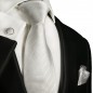 Preview: Extra lange Krawatte 165cm - Krawatte ivory weiß gestreift