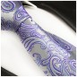 Preview: Extra lange Krawatte 165cm - Krawatte silber lila paisley