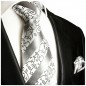 Preview: Krawatte silber barock gestreift Seide mit Einstecktuch
