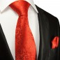 Preview: Krawatte rot barock Seide mit Einstecktuch