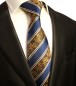 Preview: Krawatte blau gold braun floral gestreift Seide 390