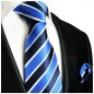 Preview: Krawatte blau mit Einstecktuch Seide 454