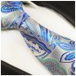 Preview: Krawatte silber blau paisley brokat 2019