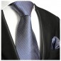Preview: Krawatte blau mit Einstecktuch gestreift Seide 519