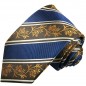 Preview: Krawatte blau gold braun geblümt gestreift Seide 390