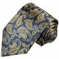 Preview: Krawatte marine blau gold paisley Seide 365