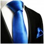Preview: Krawatte blau uni mit Einstecktuch 905