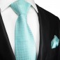 Preview: Krawatte türkis mit Einstecktuch 2057