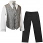 Preview: Jungen Westen Set 4tlg festlich silber grau paisley mit Hemd und Hose