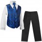 Preview: Jungen Westen Set 4tlg festlich blau paisley mit Hemd und Hose