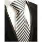 Preview: Krawatte anthrazit weiß gestreift Seide