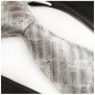 Preview: Krawatte weiß grau gestreift Seide
